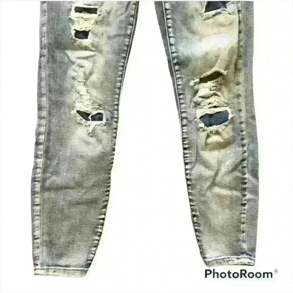 Maurices high rise light wash distressed skinny jeans size xs short - Picture 3 of 7